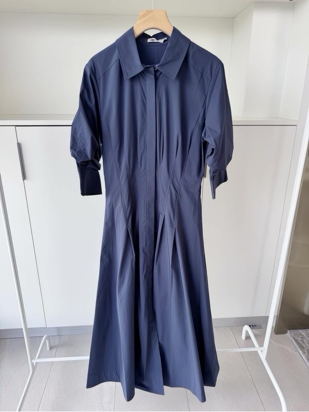 BEST Simkhai The Jazz Midi Dress Midnight Navy Blue Pleated Cotton S/M/L - Picture 7 of 13